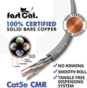 Cat5e Ethernet Cable, Pure Copper, Unshielded, UTP, CMR